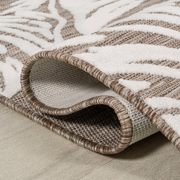 Tobago High-low Two-tone Monstera Leaf Indoor/Outdoor Area Rug